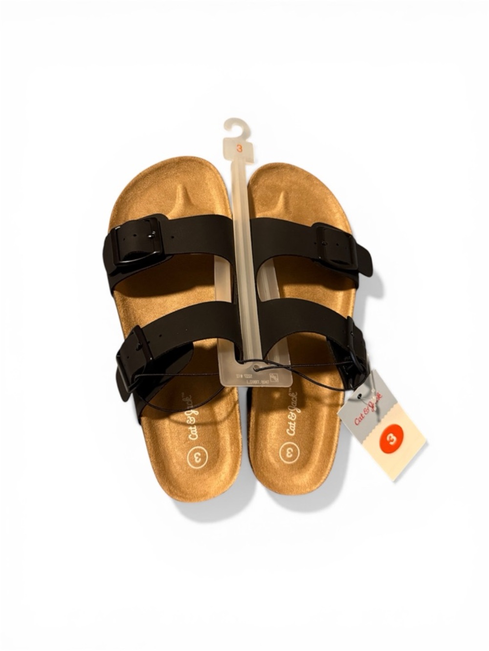 Cat & Jack Kids' Black Double-Buckle Sandals with Gold Footbed